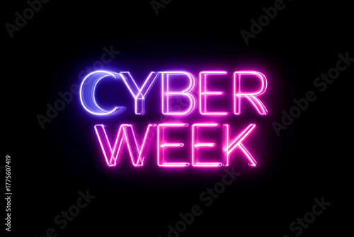 Vibrant Cyber Week Neon Sign on Brick Wall