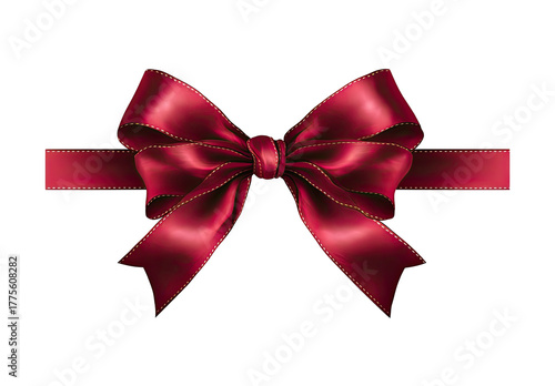 A rich maroon satin ribbon bow, perfectly centered, sits atop a horizontal ribbon