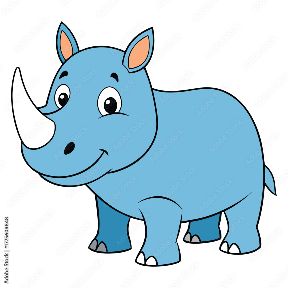 Fototapeta premium Rhinoceros Color Vector Illustration