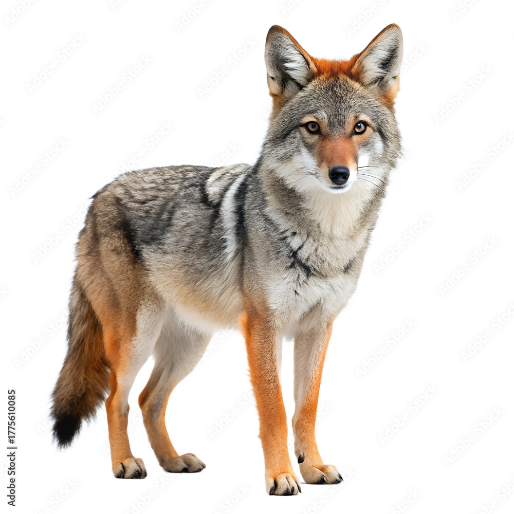 Fototapeta premium Coyote standing on isolated on transparent background