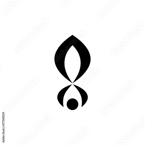 Abstract black design with teardrop and circle shapes on transparent background silhouette