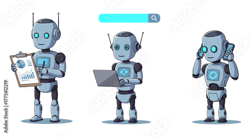 ai assistant bots managing tasks analyzing data searching online and communicating illustrating artificial intelligence in business