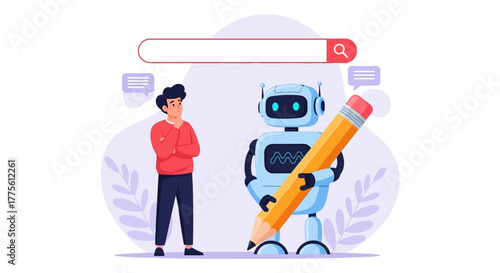 ai content creation robot assistant helping human writer search offering creative solutions for innovative digital marketing technology blogs
