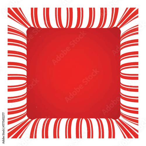 Retro candy cane striped border with soft gradient red center for vintage christmas holiday design