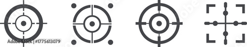 Crosshair target icons, aim focus symbols, user interface elements, gaming HUD design, precision targeting, sniper scope, shooting aim, digital UI crosshairs, vector illustration