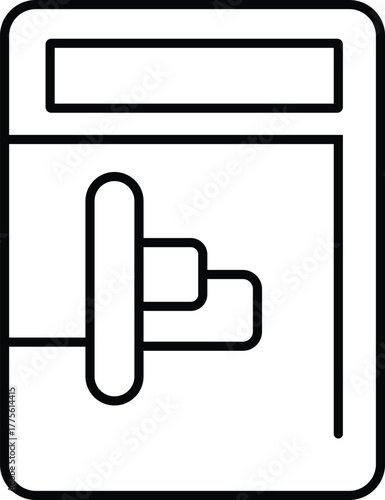 Circuit Breaker Icon: Electrical Panel Switch Vector Illustration, Line Art Style, Power Control Symbol, Home Safety Equipment