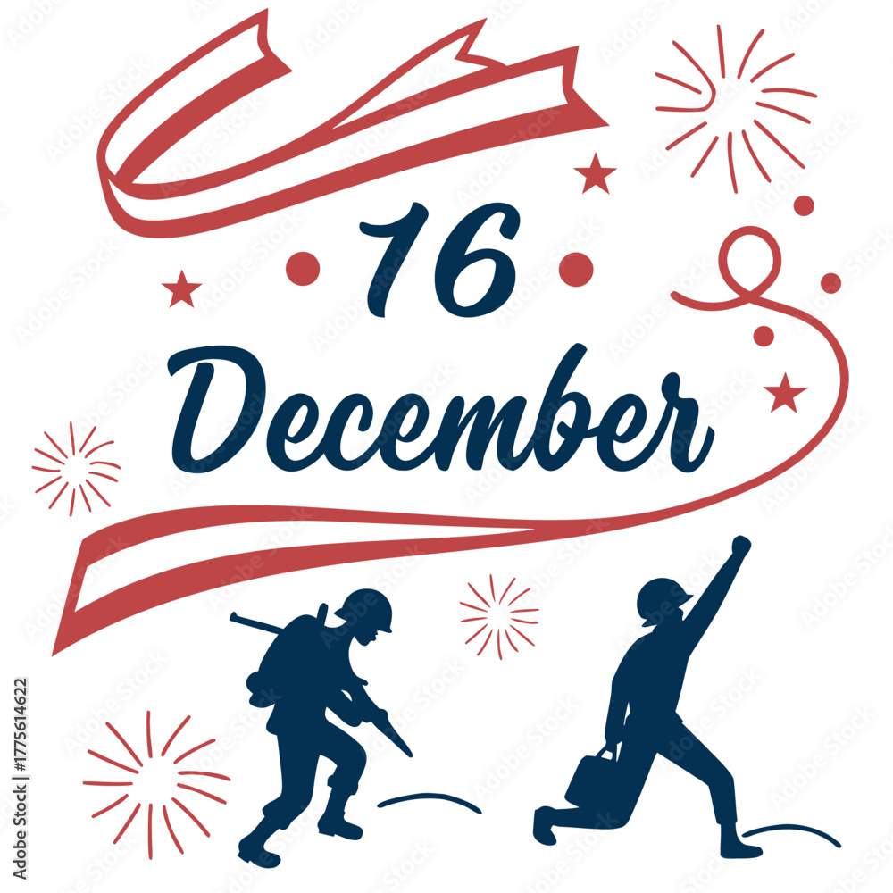 Obraz premium Victory day celebration with soldiers and fireworks on december 16th symbolizing national pride and triumph