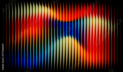 A colorful abstract Gradients with vertical shapes blending from blue to red and yellow, creating a smooth, glowing effect on a dark background.