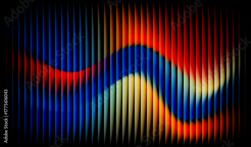 A colorful abstract Gradients with vertical shapes blending from blue to red and yellow, creating a smooth, glowing effect on a dark background.