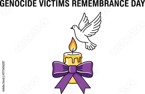 Illustration of a candle and dove for Genocide Victims Remembrance Day