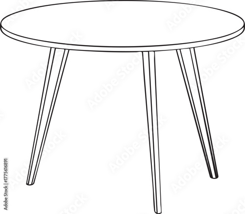 Round tabletop with three tapered legs furniture