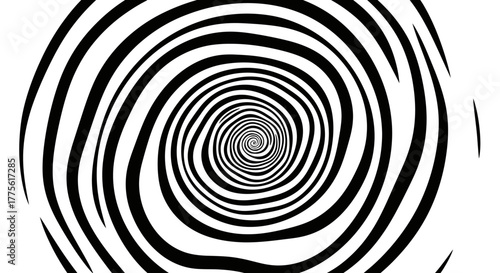 A black and white spiral pattern creating an optical illusion of depth and movement.