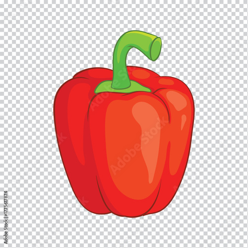 Vibrant red capsicum pepper fruit illustration with green stems and leaves detailed vector design