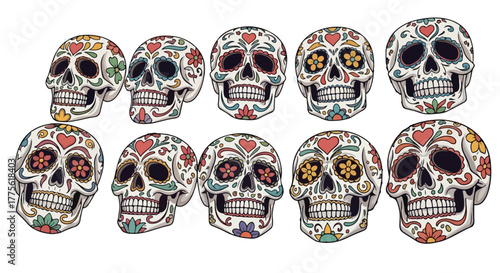 sugar skulls illustration a day of the dead celebration colorful calaveras for dia de muertos in traditional mexican art honoring heritage and tradition