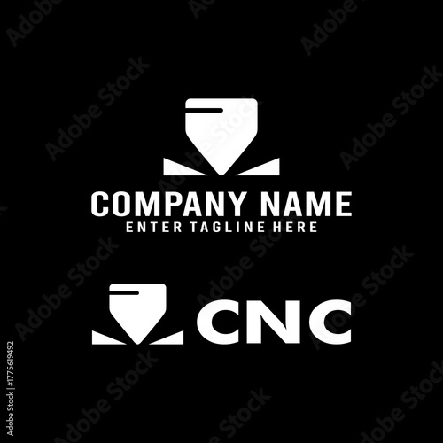 CNC machine illustration logo design, abstract, laser beam sparks, laser cutting, metalworking, element, machining, computer, stainless, modern, industrial, engineering, symbol, sign, laser, cutting