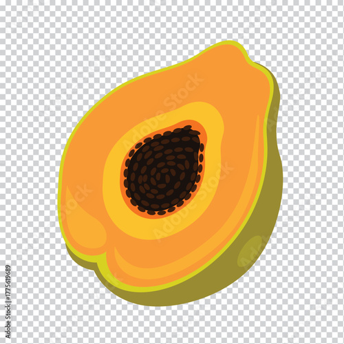 Vibrant tropical papaya fruit illustration with bold colors and clean lines for design projects