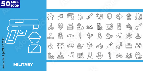 Soldier line icon pack