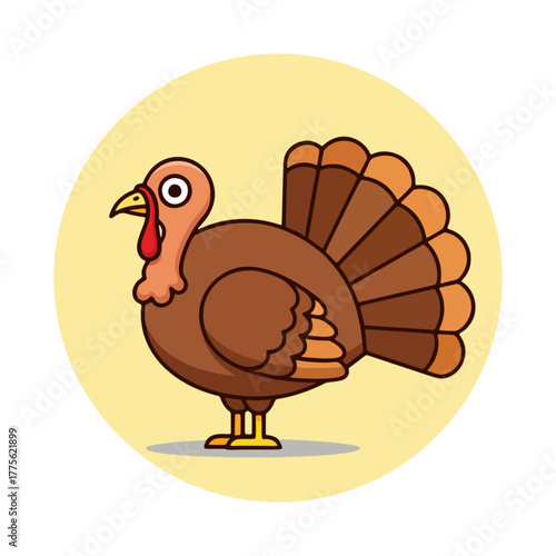 Simple flat vector illustration of a turkey bird, an iconic symbol for the Thanksgiving holiday