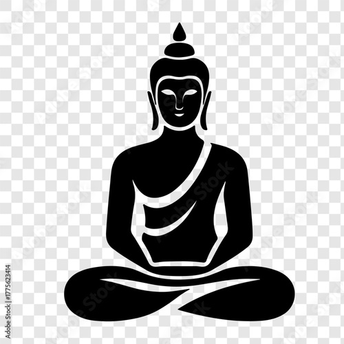 Black Silhouette of Meditating Buddha Icon