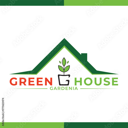 Green House Gardenia Logo Design – Eco Friendly Gardening & Plant Brand Identity