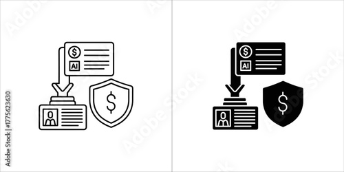 Id card with dollar sign shield icon
