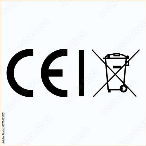 Ceix symbol with crossed out wheeled bin for disposal information label Vector 