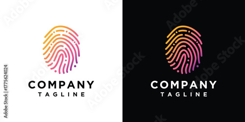 fingerprint logo design template. fingerprint technology logo design