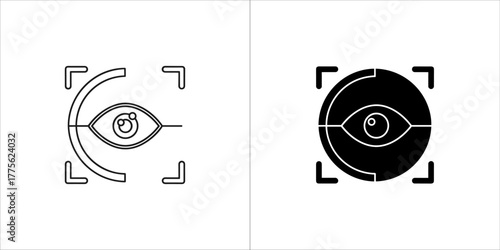 Eye scanning icon, biometric identification, security and surveillance concept