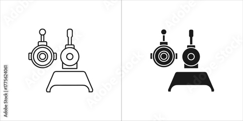 Two icons of beer taps, one in outline and one in solid black