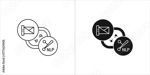 Natural language processing icon with mail and scissors