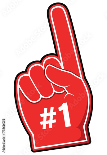 Red Foam Finger with Number One Cheering for Victory
