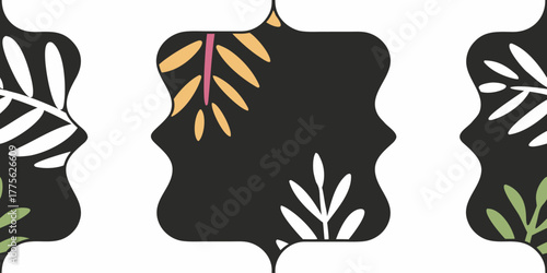 Modern botanical pattern with tropical leaves for textile design, wallpaper, or branding, creating a trendy, organic, and fresh aesthetic element