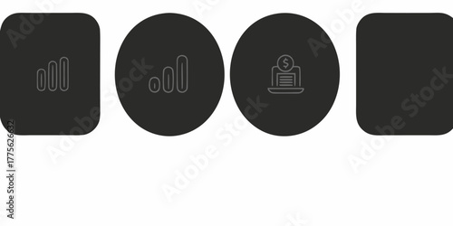 Modern icon set for business analytics and online transactions, perfect for app design and financial reports, showcasing growth and digital economy