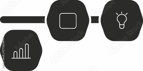 Streamlined workflow visualization showing data analysis, process, and innovative solution, perfect for demonstrating business strategy and creative problem-solving