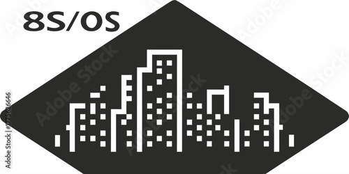 Modern city skyline in geometric shape, ideal for real estate, finance, or urban development business branding. Minimalist vector design with a metropolitan vibe