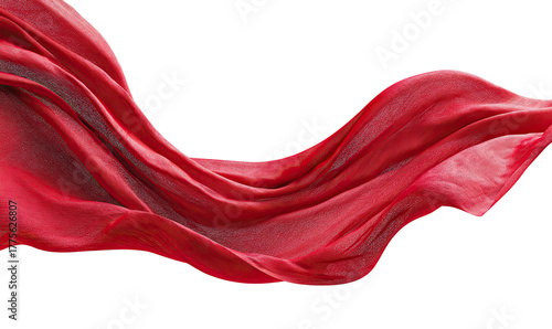 Crimson fabric drapes in flowing curves