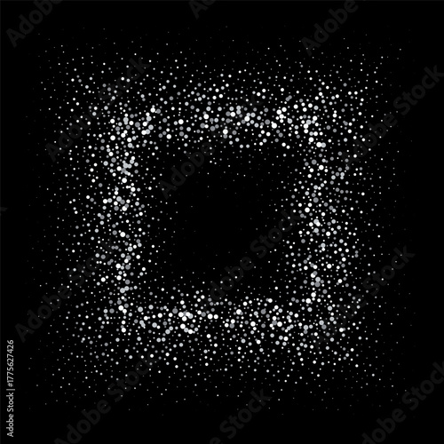 Silver glitter. Bordered frame with pink gold glitter on white background. Vector illustration. eps 10