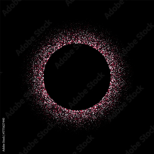 Pink gold flash flies in a circle in a glowing ring, shiny rotation effect with sparks. eps 10
