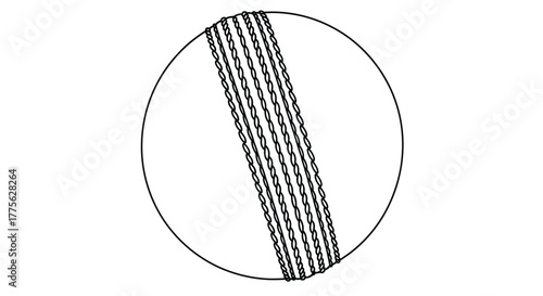Simple black and white illustration of a textured cylindrical shape inside a circle