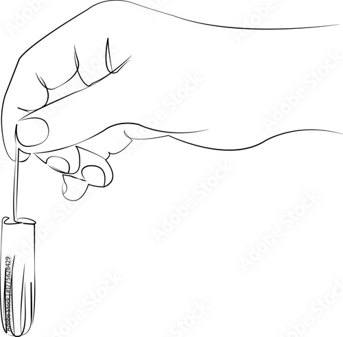 One continuous line drawing on white isolated background. Minimalism linear illustration. menses, woman, hand, tampon, period, female, hygiene, care, sanitary, intimate