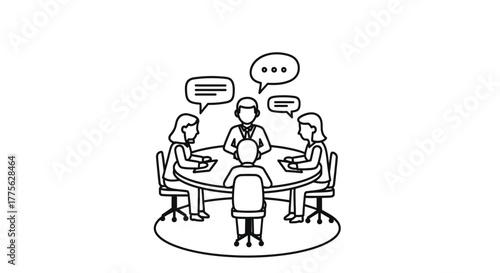 A group of people sitting around a table in discussion