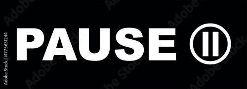 vector illustration black and white digital pause button