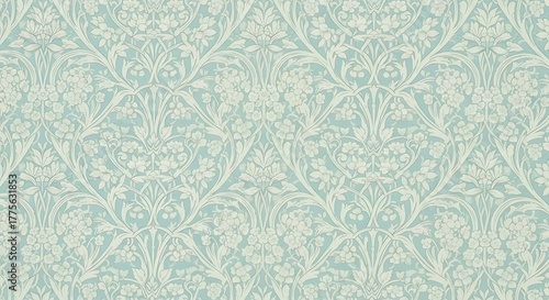 Vintage floral pattern with a delicate and intricate design, featuring stylized flowers and leaves in a repeating motif