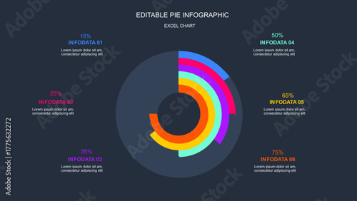 Editable Multi-Layered Pie Infographic Excel Chart for Data Presentation