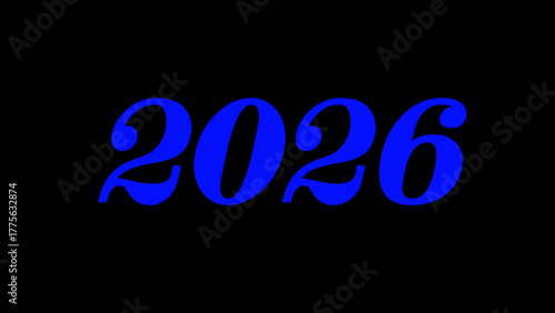 2026 Design for Greeting Cards.Stylish, 2026 Year logo design vector illustration icon.Blue logo and black background