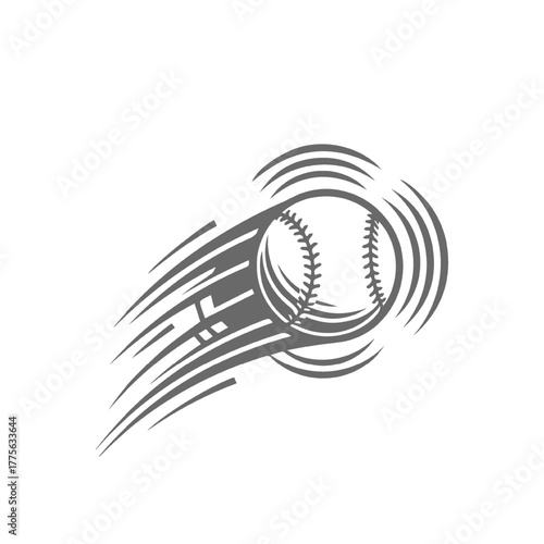 Dynamic Baseball Pitch with Motion Trails Illustration