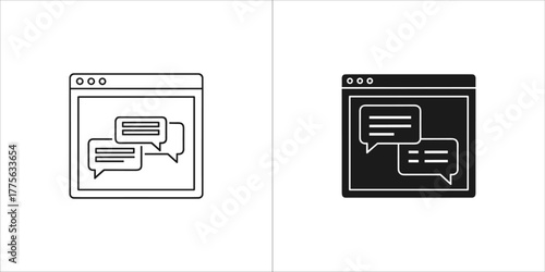 Two icons representing online chat and communication with speech bubbles
