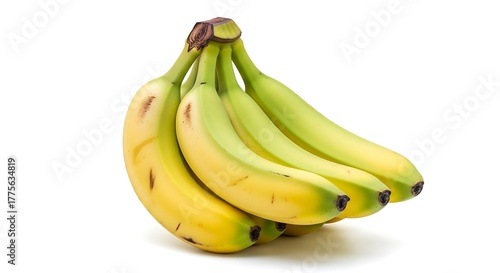 Bunch of ripe yellow green bananas isolated on transparent background