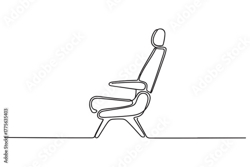 Single one line drawing Airplane seat. Air transportation Concept. Continuous line draw design. one line Icon drawing with white background