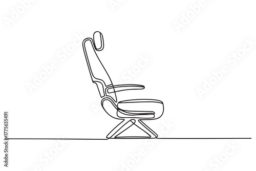Single one line drawing Airplane seat. Air transportation Concept. Continuous line draw design. one line Icon drawing with white background